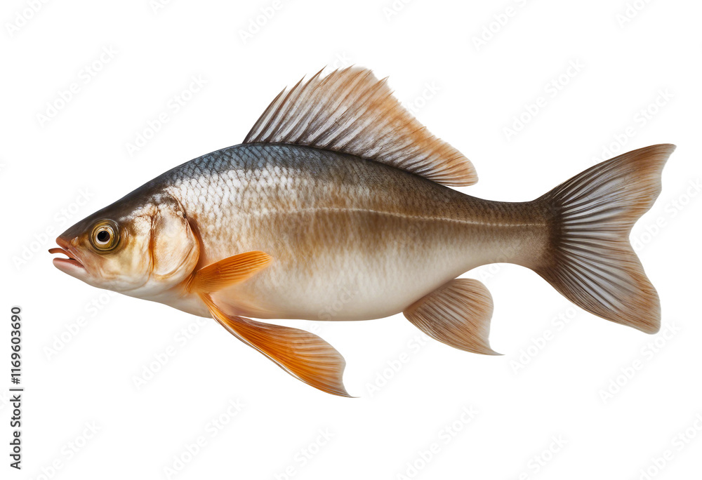 Obraz premium Side view of a real fish isolated on transparent background