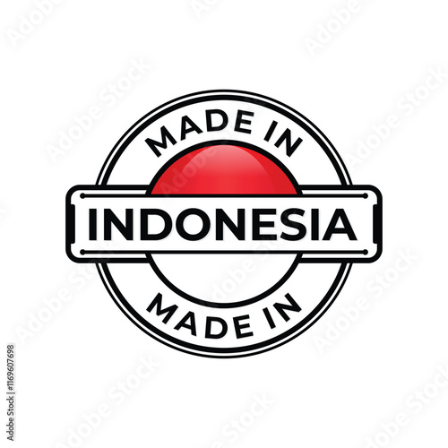 Made in Indonesia label icon emblem isolated on white background