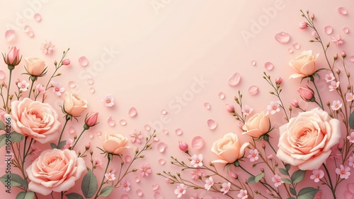 Pastel Pink Roses and Flowers Blossom Arrangement