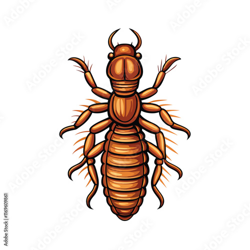 Vector illustration of a termite with detailed features, isolated on a white background.