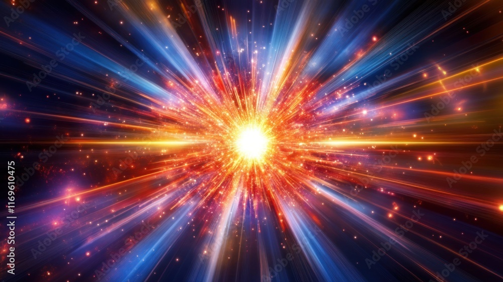Naklejka premium Abstract Cosmic Explosion Radiating Light and Energy