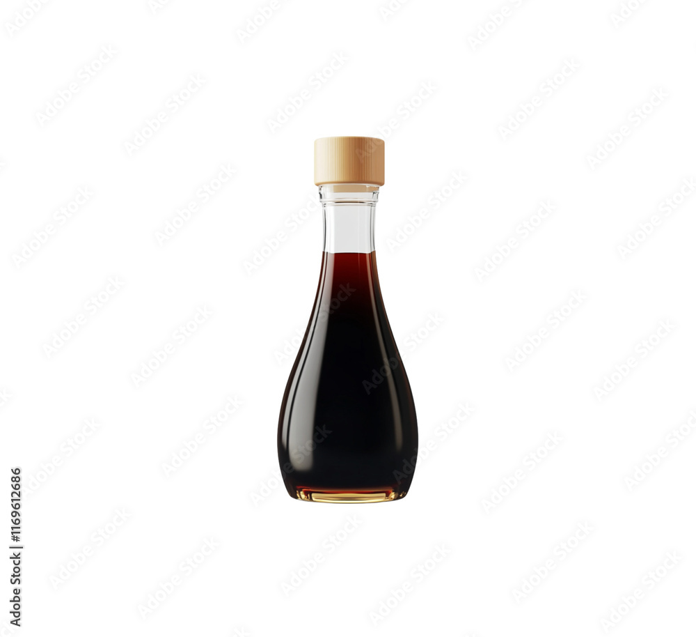 3D soy sauce bottle with a dark liquid and a light brown cap. Perfect for Asian cuisine, packaging, or condiment-related projects. Isolated on transparent background, png. 3D soy sauce bottle with a dark liquid and a light brown cap. Perfect for Asian cuisine, packaging, or condiment-related projects. Isolated on transparent background, png.
