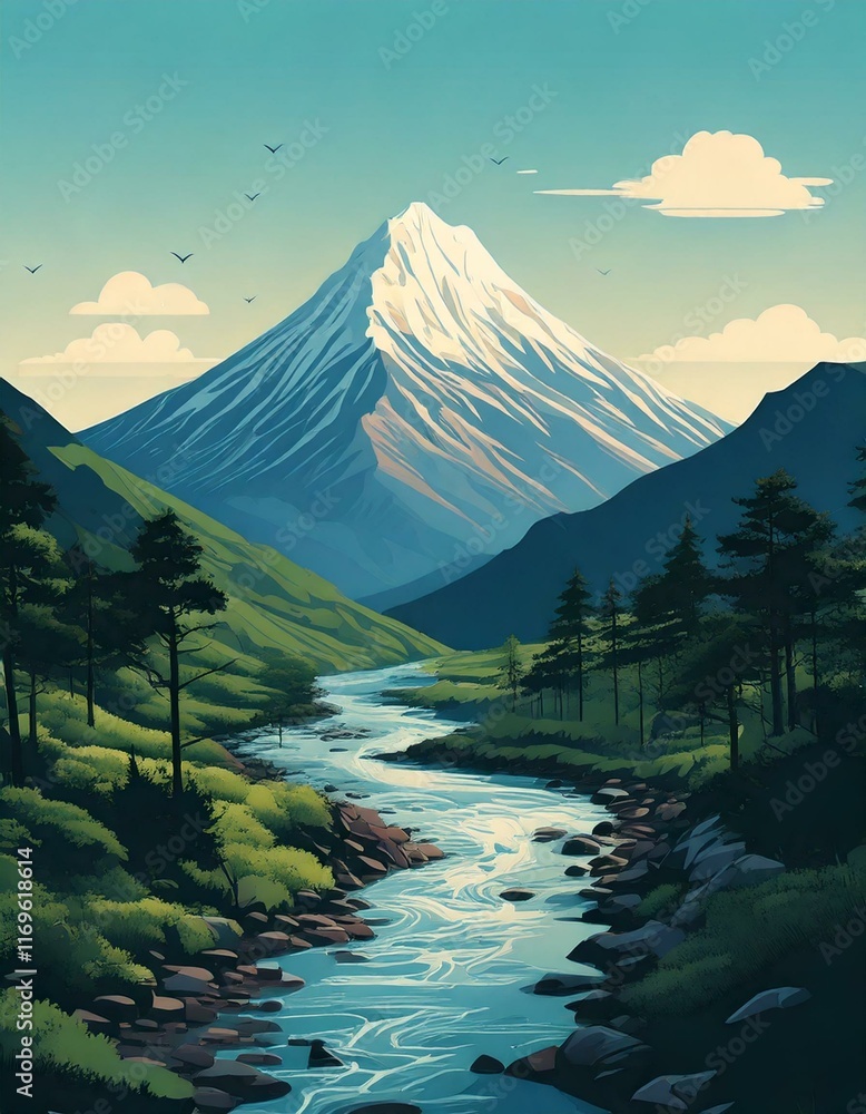 valley through the river mountain