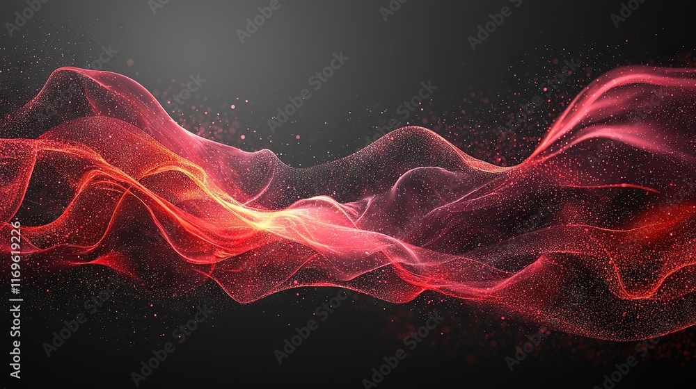Fototapeta premium A black background with a computer-generated image of an orange and red smoke wave