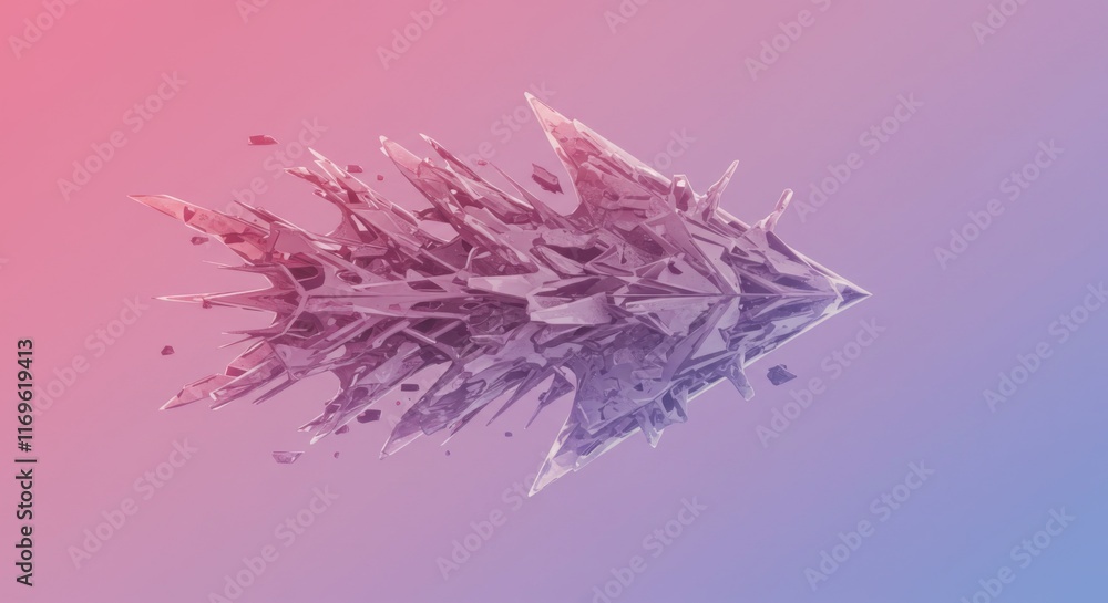 Fototapeta premium Messy Abstract Arrow sign design with vibrant color, soft gradient background, pointing and directing