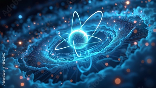 Wallpaper Mural Abstract Atom Energy Quantum Physics Concept 3D Render Torontodigital.ca