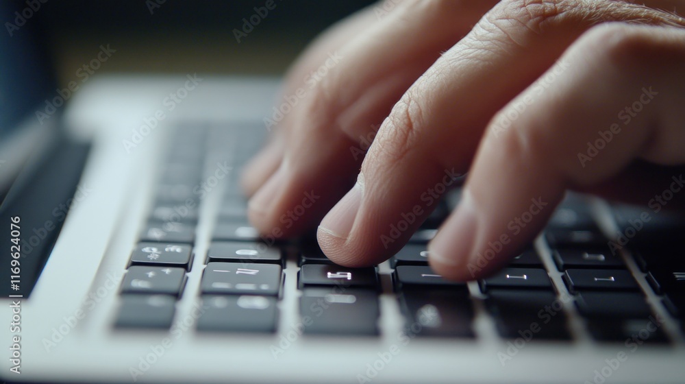 Hands Typing on a Laptop Keyboard Close Up Hands Typing on a Laptop Keyboard Close Up