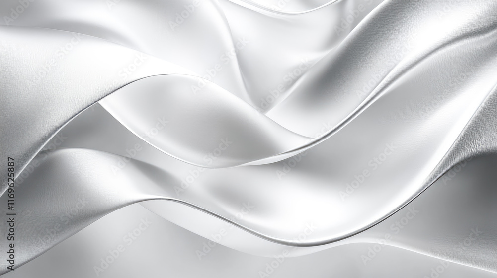 Elegant flowing white silk fabric creating smooth waves and textures