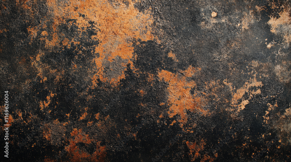 Rustic texture of corroded metal surface with orange and black patina Rustic texture of corroded metal surface with orange and black patina