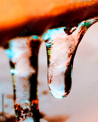 Icicles hang from the trunk of a car, rare Southern snow ice storm photo