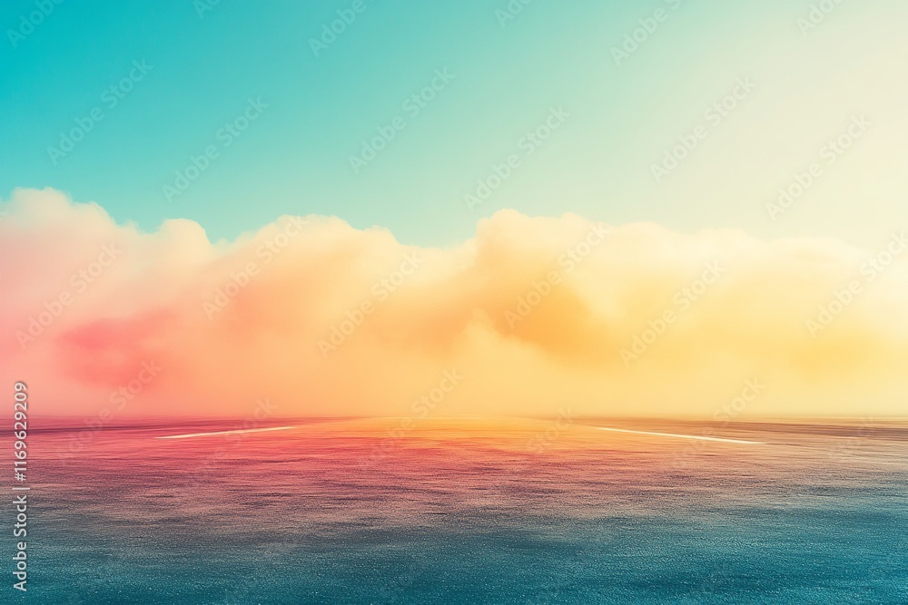 Obraz premium Fluffy Clouds and Sunrise Over Airport Runway