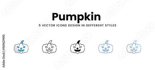 Pumpkin icons different style vector stock illustration