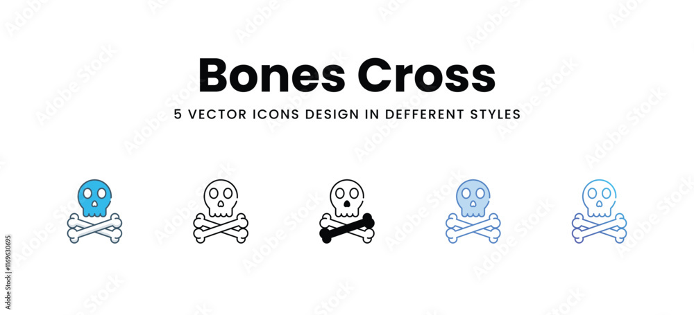 Bones Cross icons different style vector stock illustration Bones Cross icons different style vector stock illustration