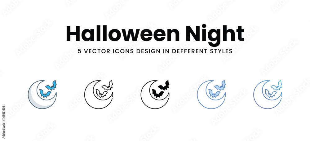 Halloween Night icons different style vector stock illustration Halloween Night icons different style vector stock illustration