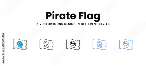 Pirate Flag icons different style vector stock illustration