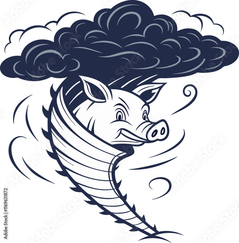 A twister and pig head design vector illustration.