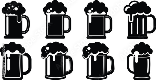 Beer mug icon, Beer mug icon isolated flat vector illustration in outline design