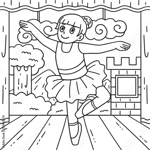 Ballerina doing a Coup de Pied Coloring Page 
