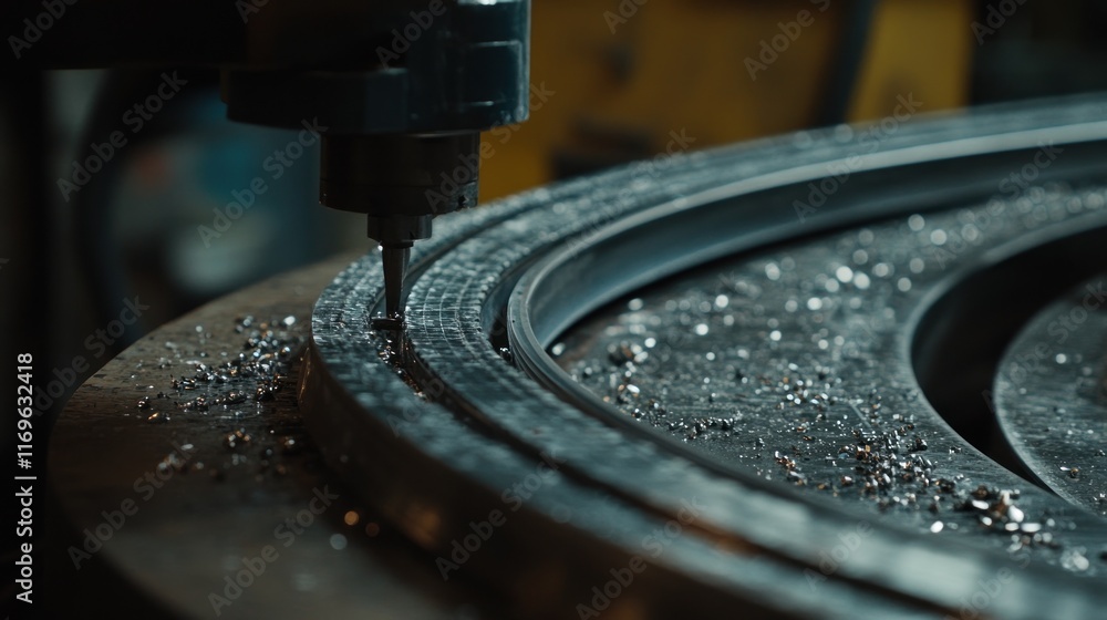 Precision Milling Machine Cuts Metal Component Precision Milling Machine Cuts Metal Component