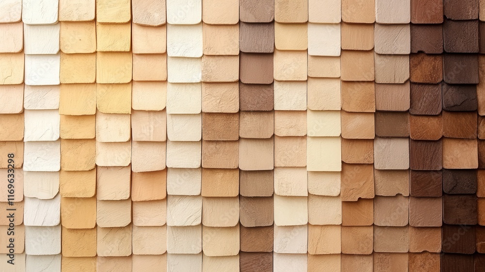 Earth tone textured shingle wall with natural wood pattern for design background Earth tone textured shingle wall with natural wood pattern for design background