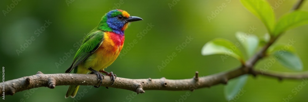 Golden-whiskered barbet perched on branch, vibrant plumage, golden-whiskered barbet, beautiful, wing Golden-whiskered barbet perched on branch, vibrant plumage, golden-whiskered barbet, beautiful, wing