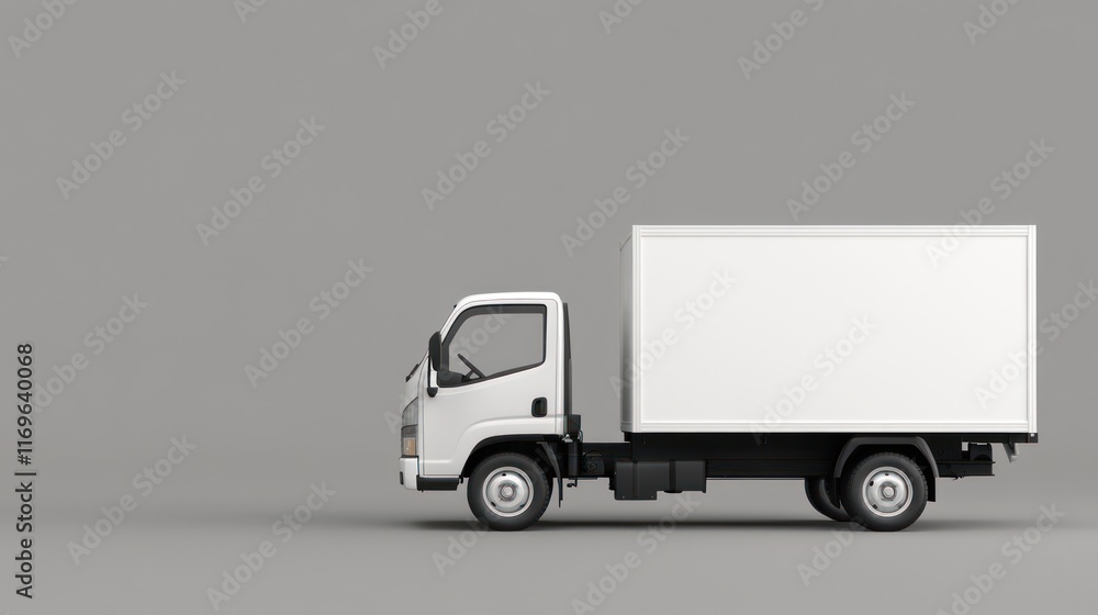 White Box Truck Isolated On Gray Background White Box Truck Isolated On Gray Background