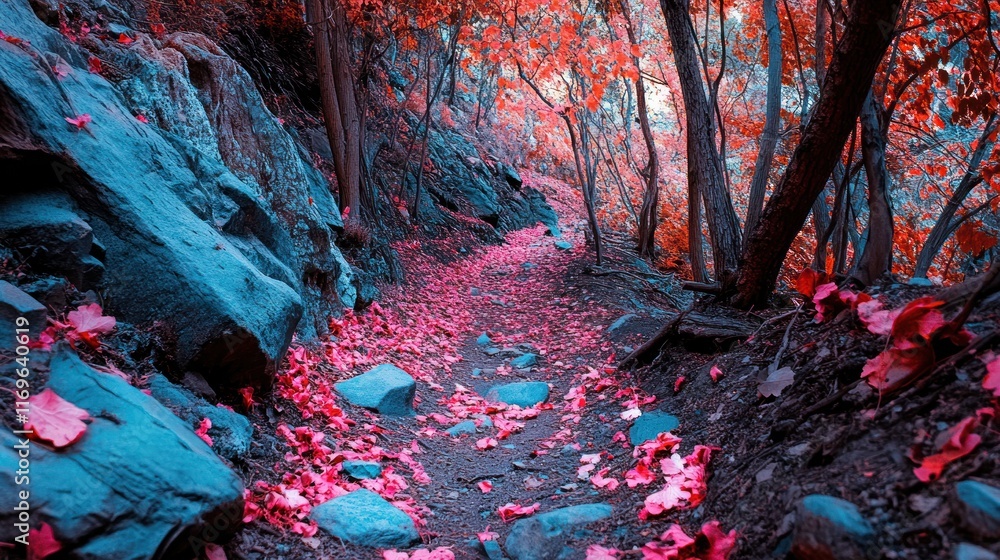 Pink Petals Scattered On A Forest Path Pink Petals Scattered On A Forest Path