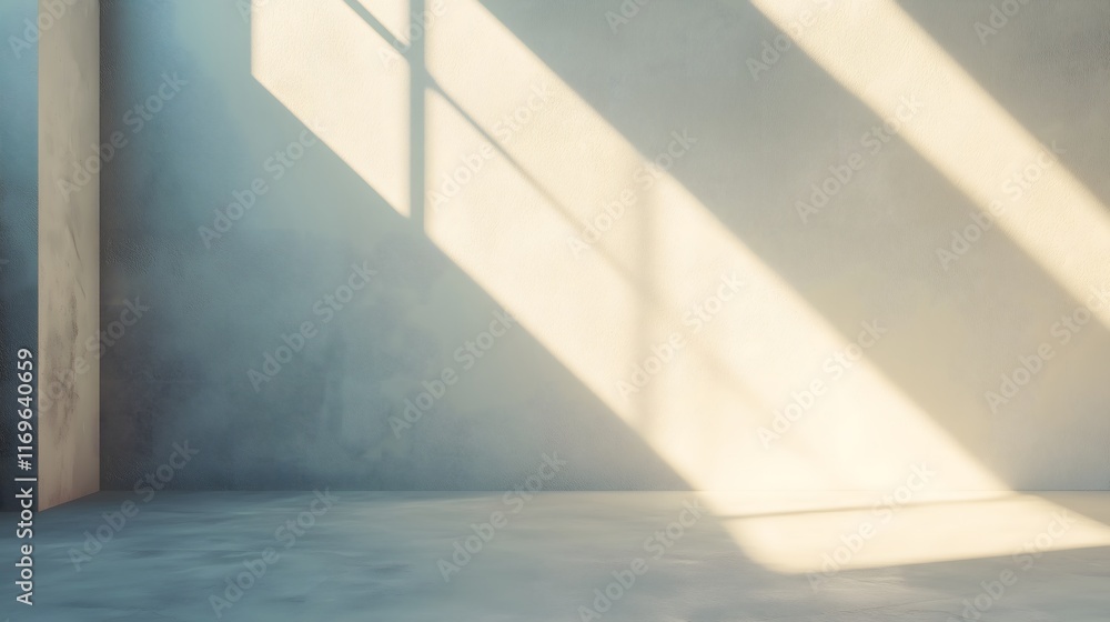Minimalist Room with Sunlight Shadows on Wall Minimalist Room with Sunlight Shadows on Wall