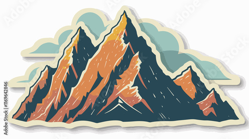 Vintage Hand Drawn Retro Mountain Sticker Vector