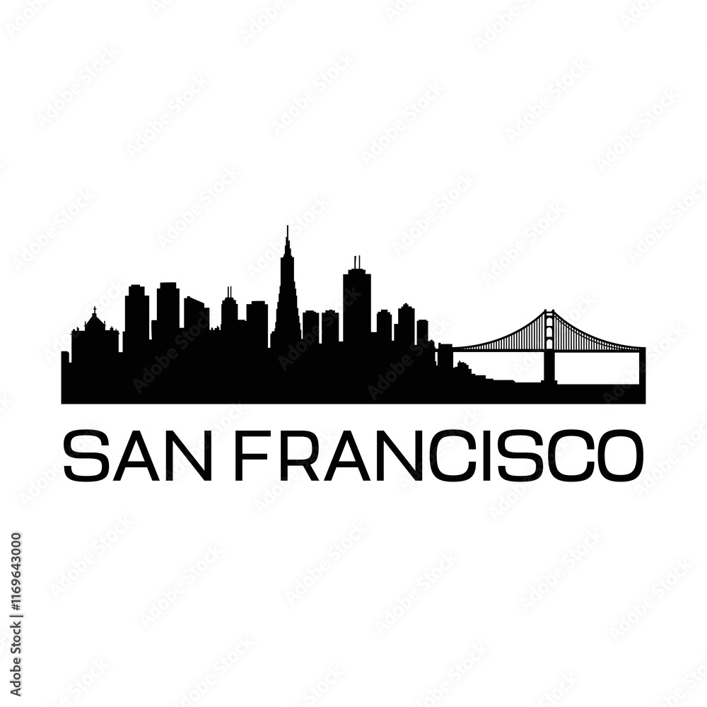 San francisco skyline vector isolated in white background San francisco skyline vector isolated in white background