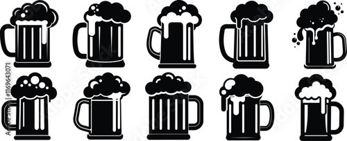 Beer mug icon, Beer mug icon isolated flat vector illustration in outline design