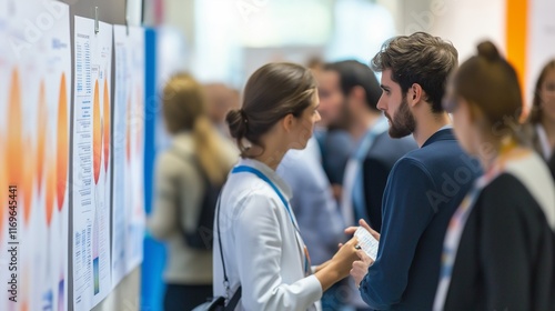 bustling poster session at a medical conference