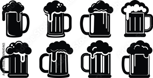 Beer mug icon, Beer mug icon isolated flat vector illustration in outline design