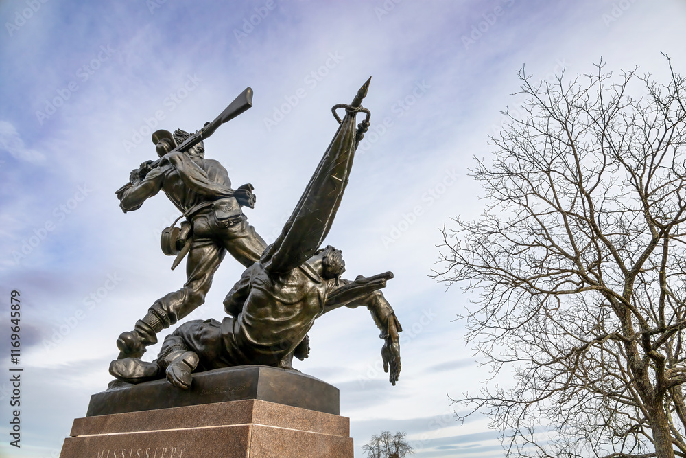 Obraz premium The Mississippi Memorial at Gettysburg commemorates the brave soldiers from Mississippi who fought in the Civil War.