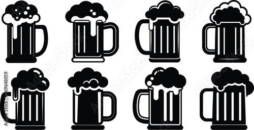 Beer mug icon, Beer mug icon isolated flat vector illustration in outline design