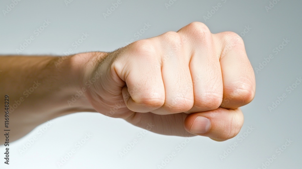 A clenched fist symbolizing strength or determination. A clenched fist symbolizing strength or determination.