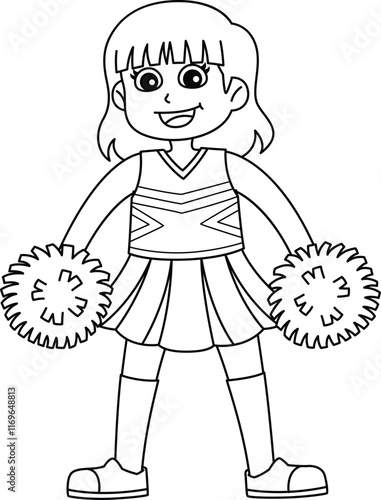 Female Cheerleader Holding Pompoms Isolated 