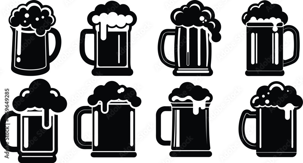 Fototapeta premium Beer mug icon, Beer mug icon isolated flat vector illustration in outline design