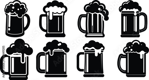 Beer mug icon, Beer mug icon isolated flat vector illustration in outline design