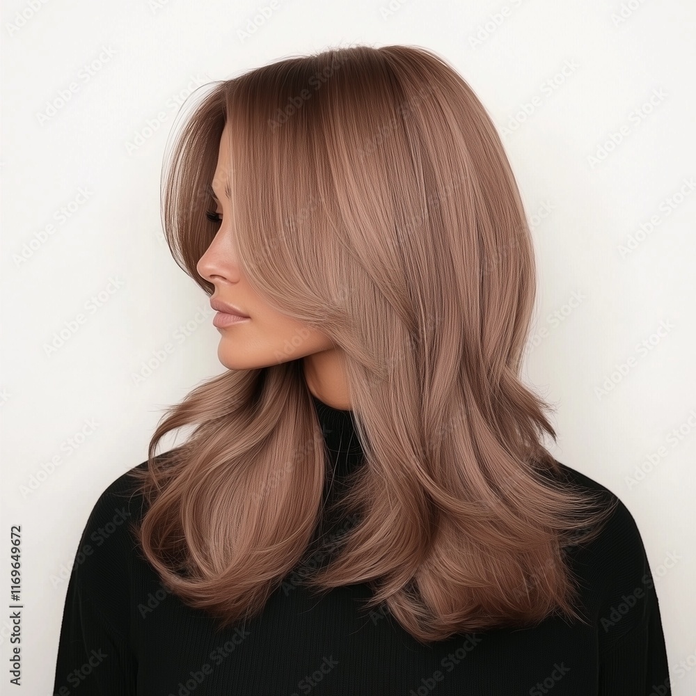 Naklejka premium Model with Mocha Mousse hair color