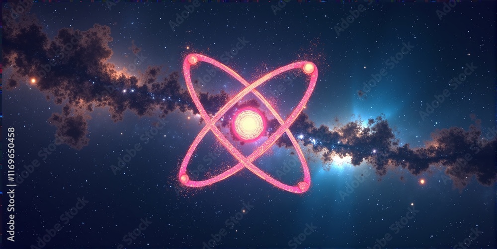 Fototapeta premium A universal chemical element, found in nebulae and stars, essential for cosmic formation and present throughout the solar system