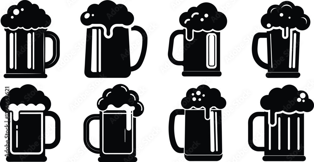 Fototapeta premium Beer mug icon, Beer mug icon isolated flat vector illustration in outline design