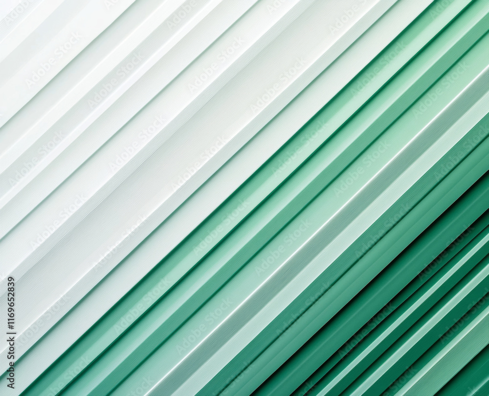 Fototapeta premium Muted emerald green and light fog white abstract pattern background. Geometric shape. Line stripe angle facet triangle fold. Color gradient. Noise grain. Business, tech. Design. Minimal.