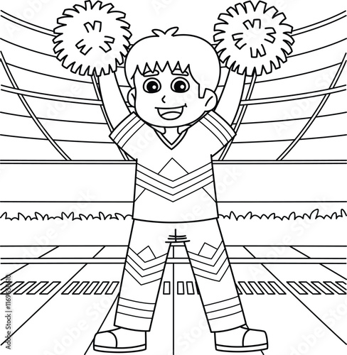 Cheerleading Male Cheerleader Touchdown Coloring 