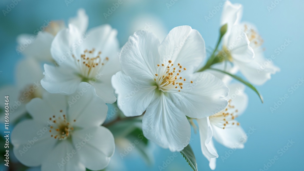 Stunning Closeup of Delicate White Blossoms on Branch Stunning Closeup of Delicate White Blossoms on Branch