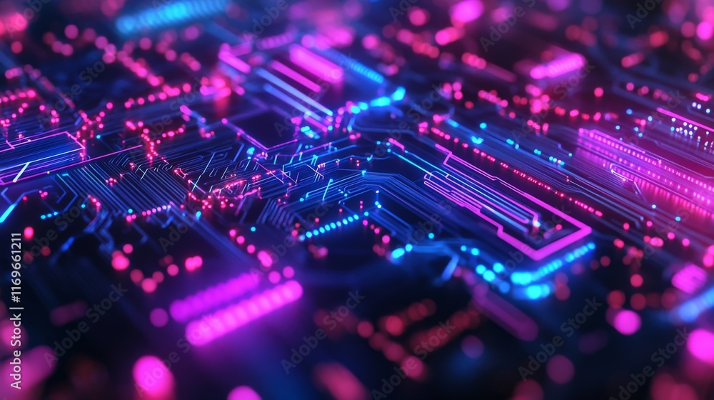 Fototapeta premium Vibrant Tech Circuit Background for Performance Computing