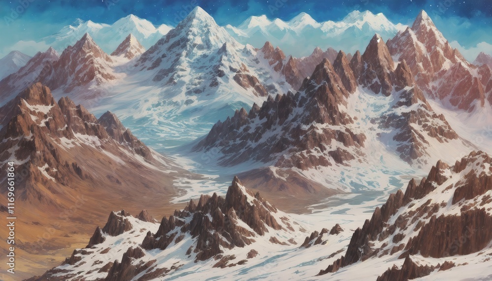 Fototapeta premium A vibrant alpine landscape in daylight, featuring colorful mountains, lush meadows, and a clear blue sky, inviting adventure