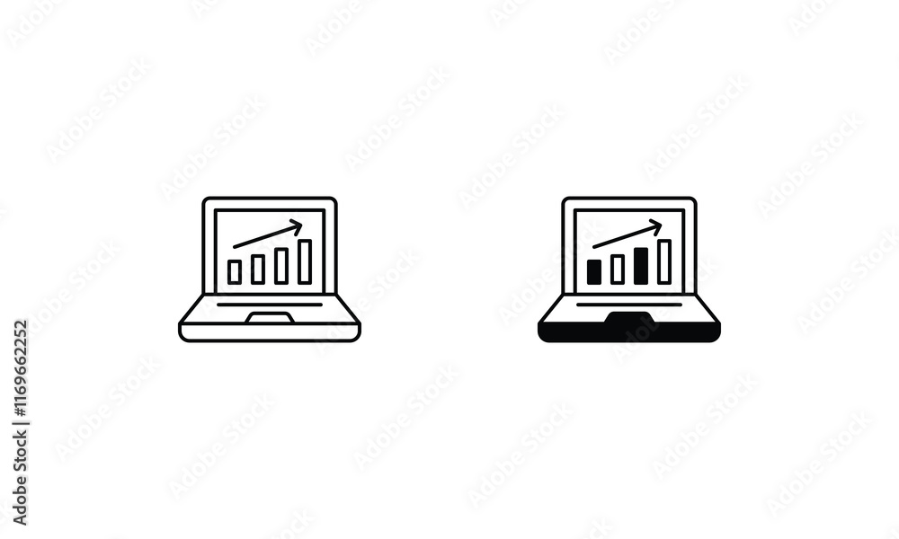 Laptop icon set line and glyph vector illustration Laptop icon set line and glyph vector illustration