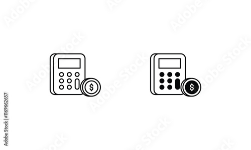 Calculator  icon set line and glyph vector illustration