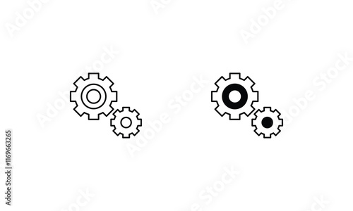 Gear  icon set line and glyph vector illustration